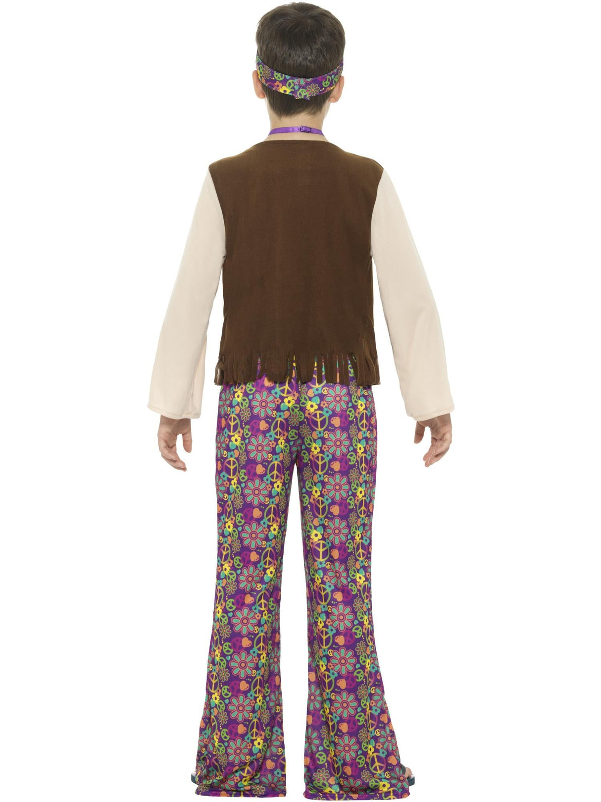 Hippie drengekostume med top og påsat vest.