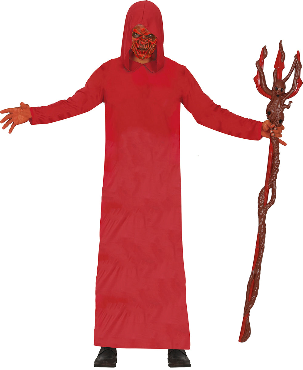 Tunika med hætte, rød, voksenkostume