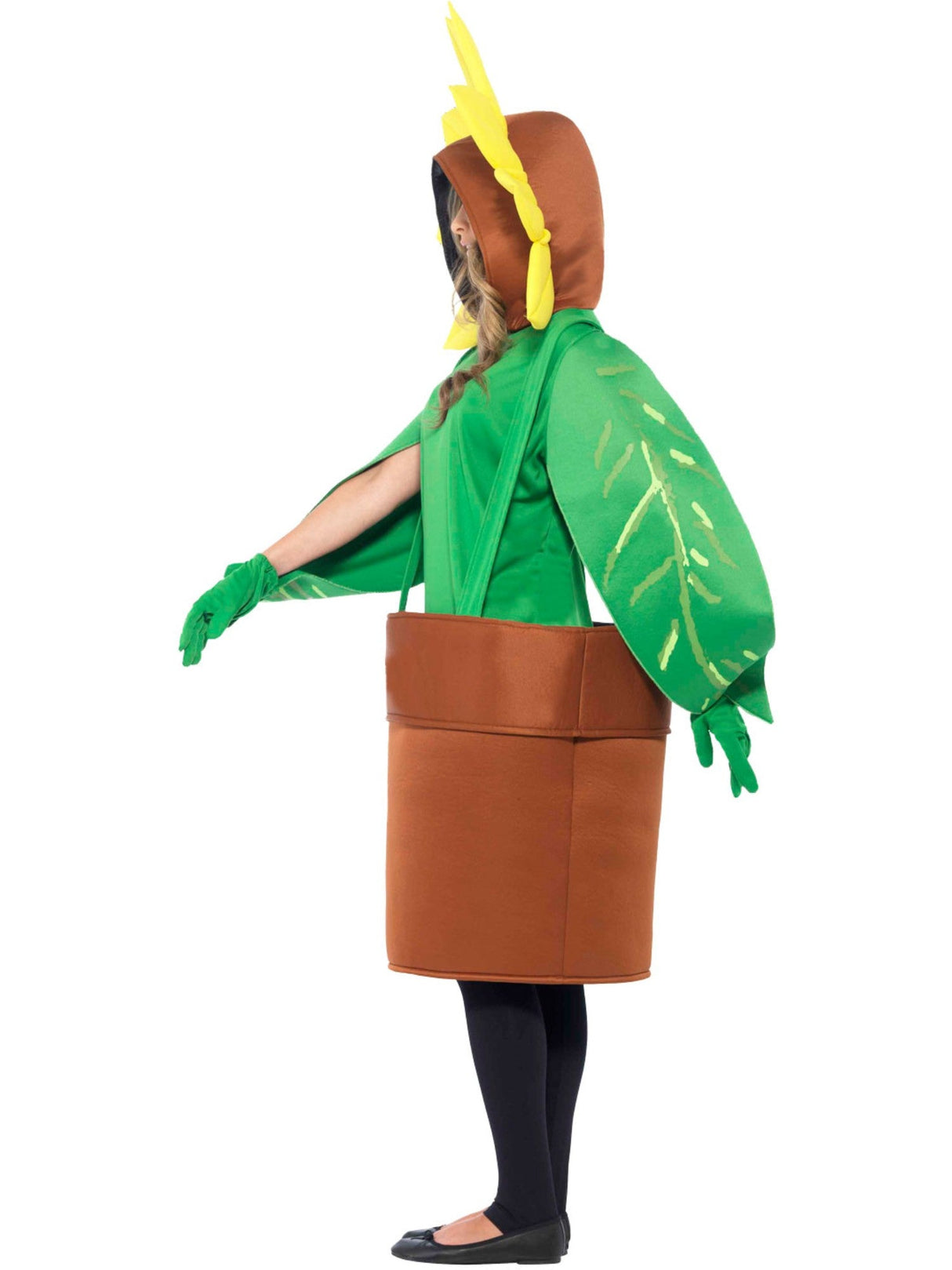 Solsikkekostume med top og påsat hætte