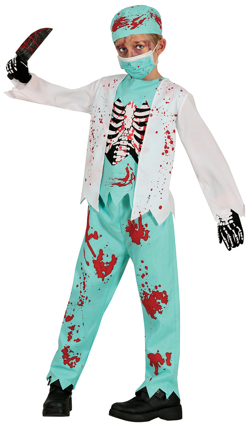Skelet zombie medic Børnekostume