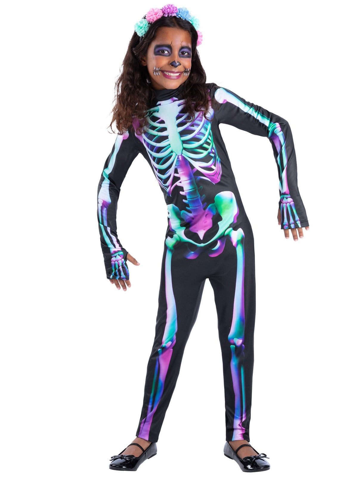 Skeletkostume med lyse knogler