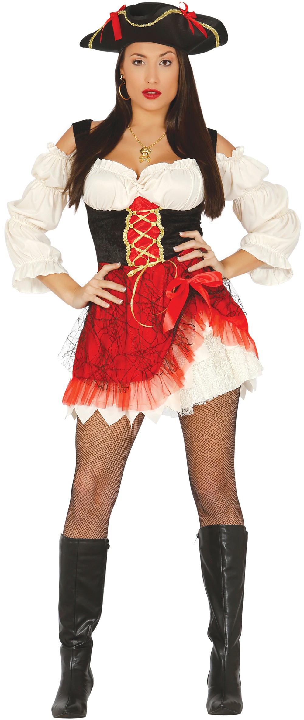 Rød piratkostume til kvinder