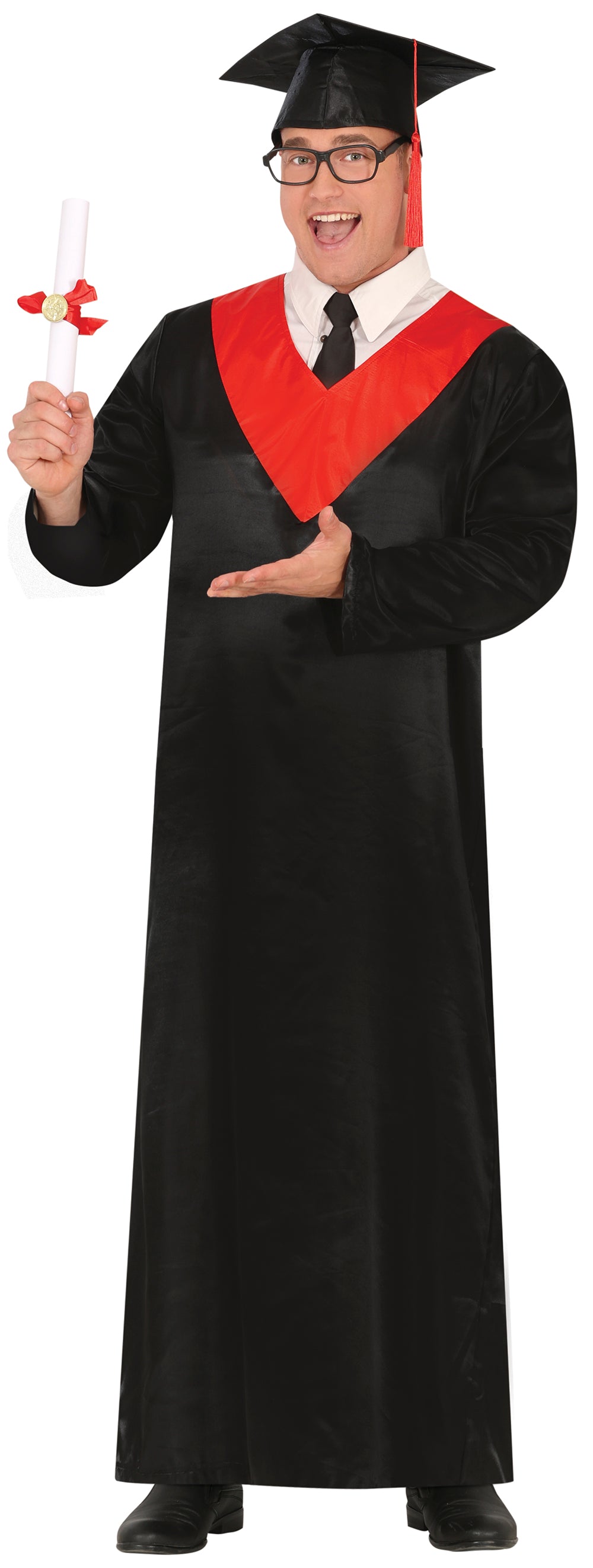 Rød og sort gradueret kostume