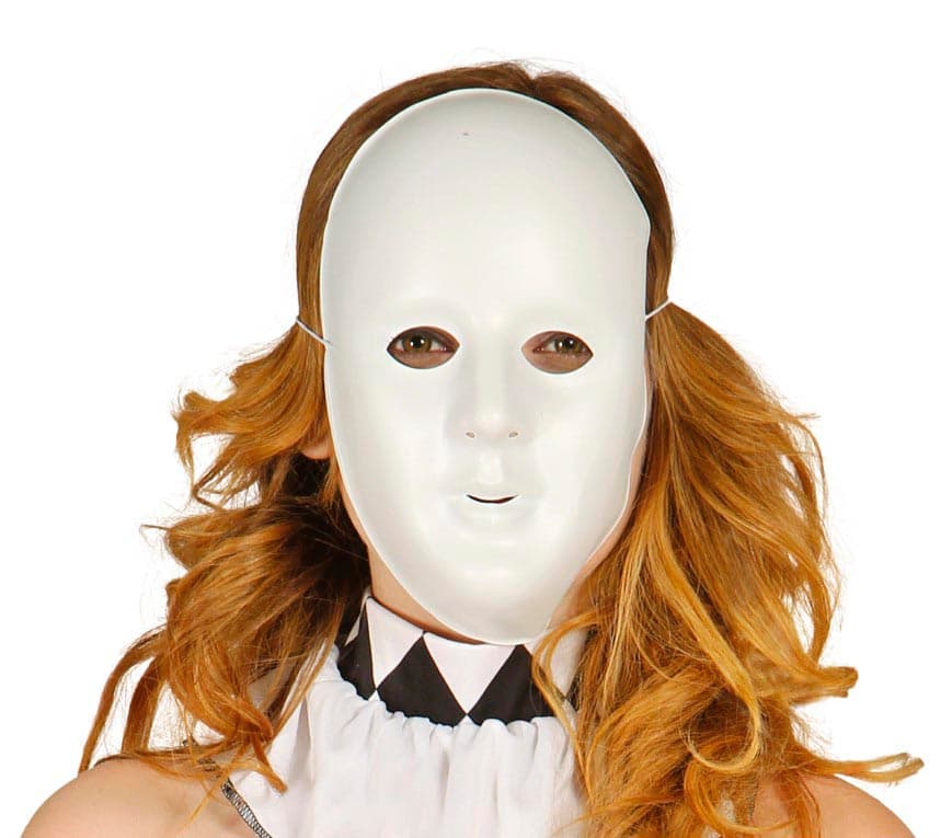 Hvid maske, PVC, ca. 21,4 cm