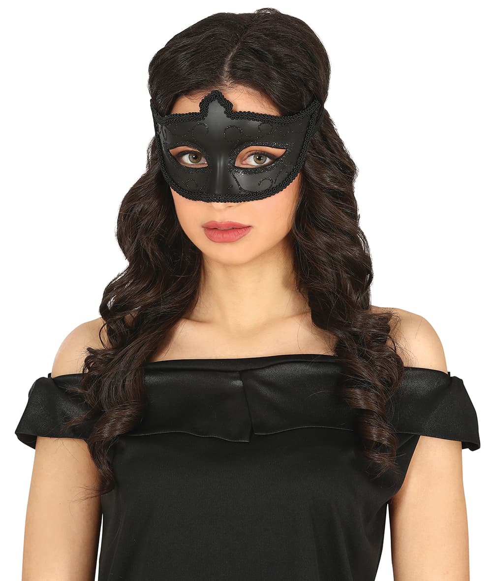 Sort maske med glimmer