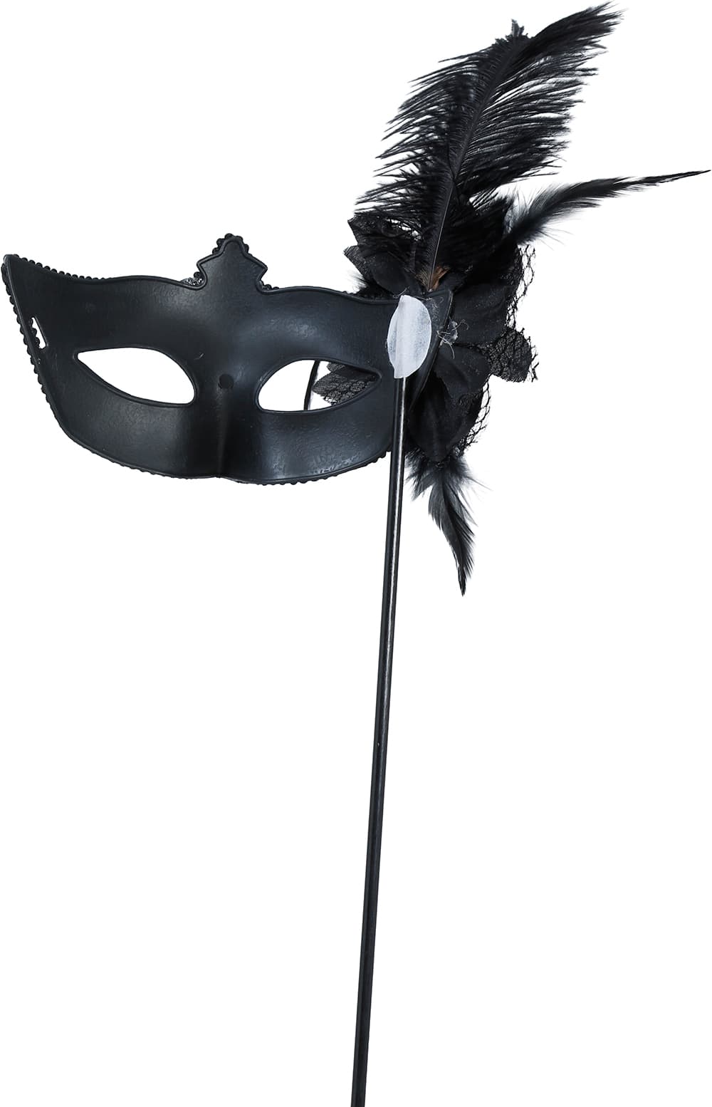 Sort maske med skaft til voksne