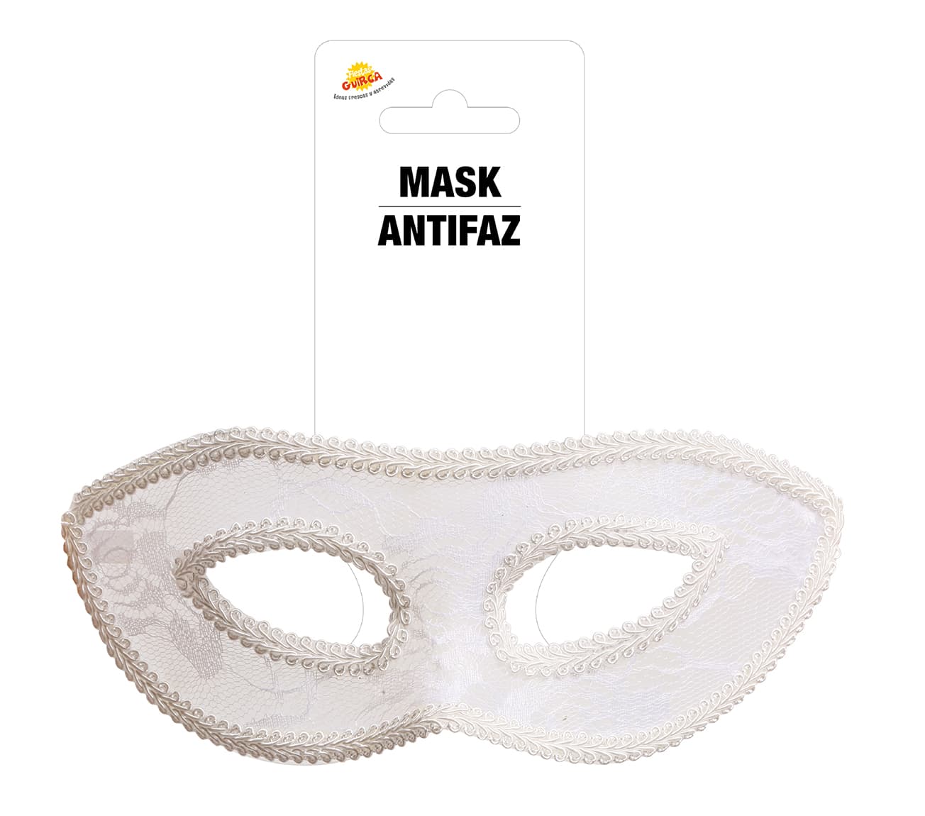 Hvid maske, ca. 19,8 cm