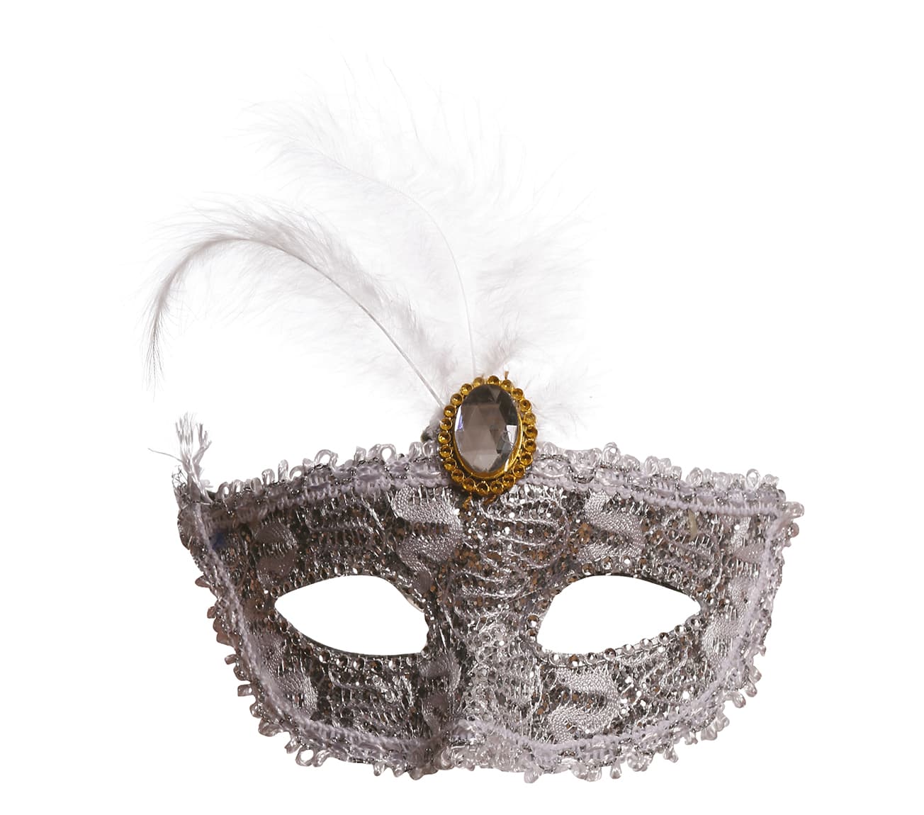 Hvid maske med fjer