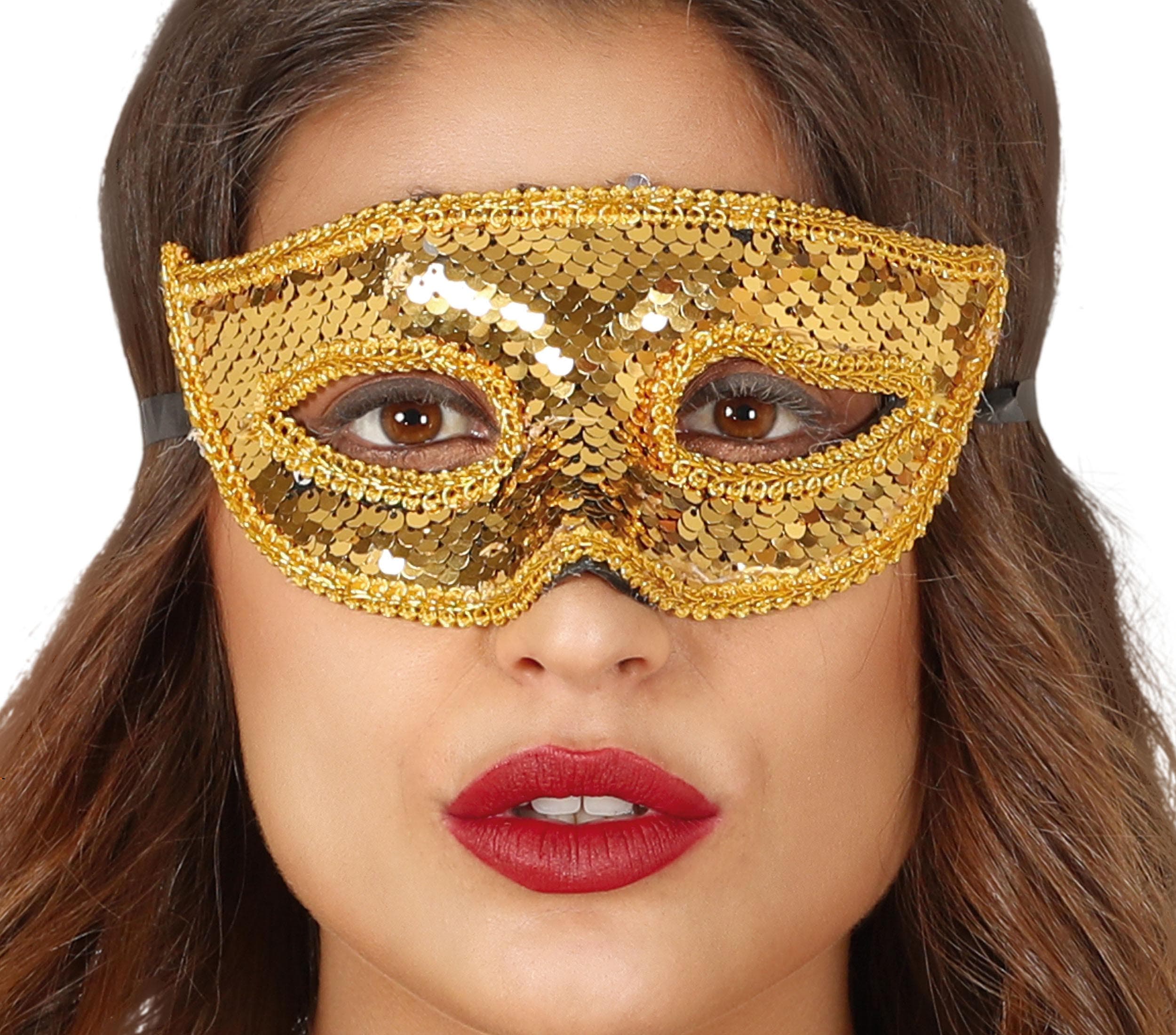 Maske med guldpailletter