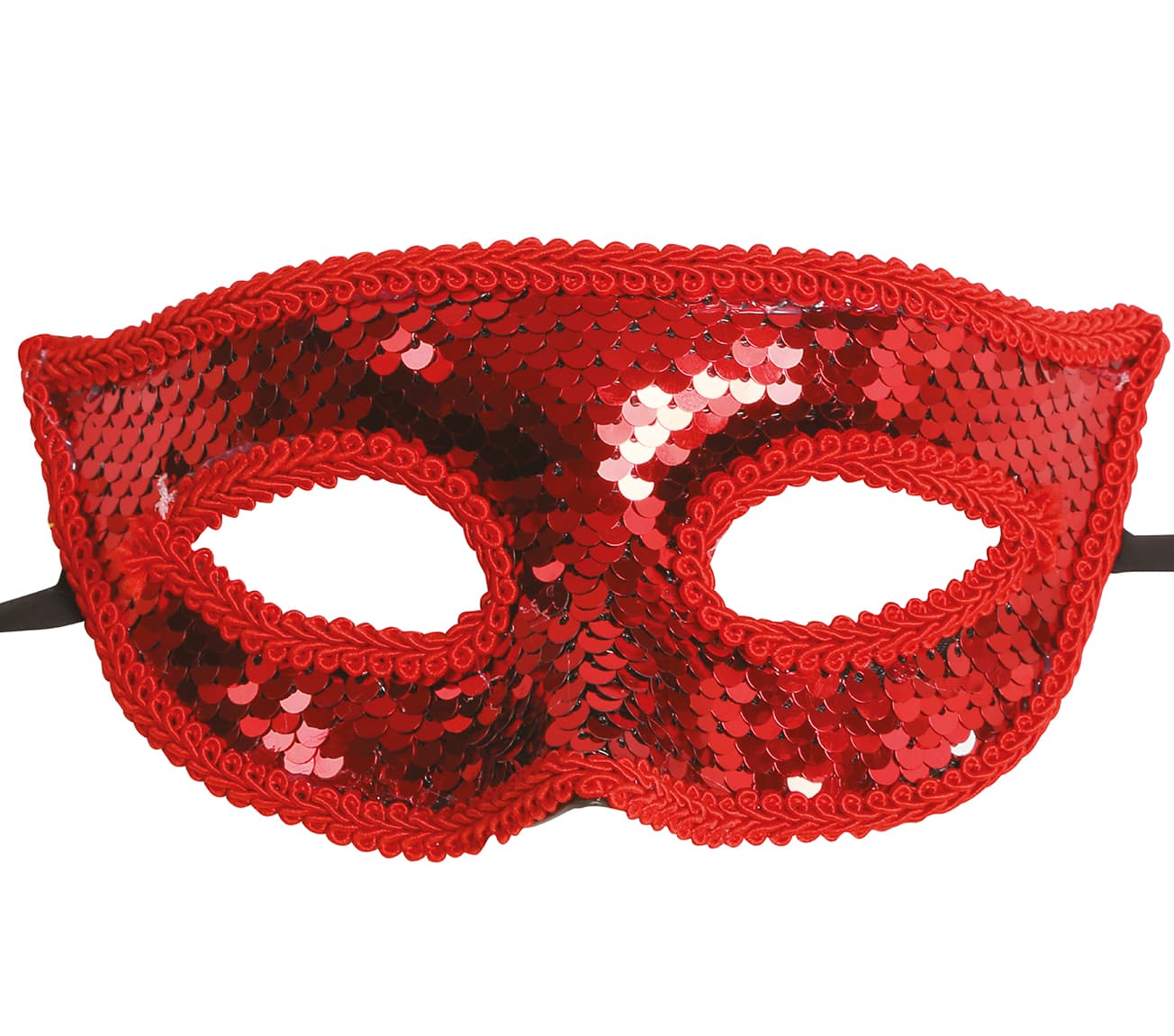 Rød pailletmaske