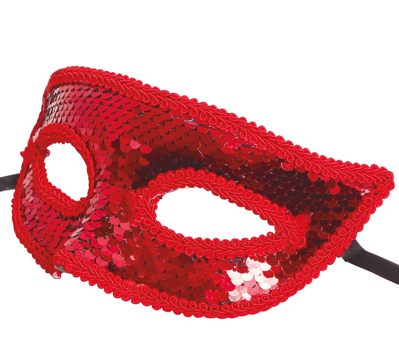 Rød pailletmaske