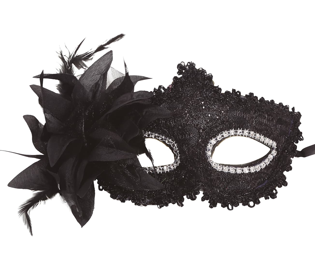 Sort maske med blomster