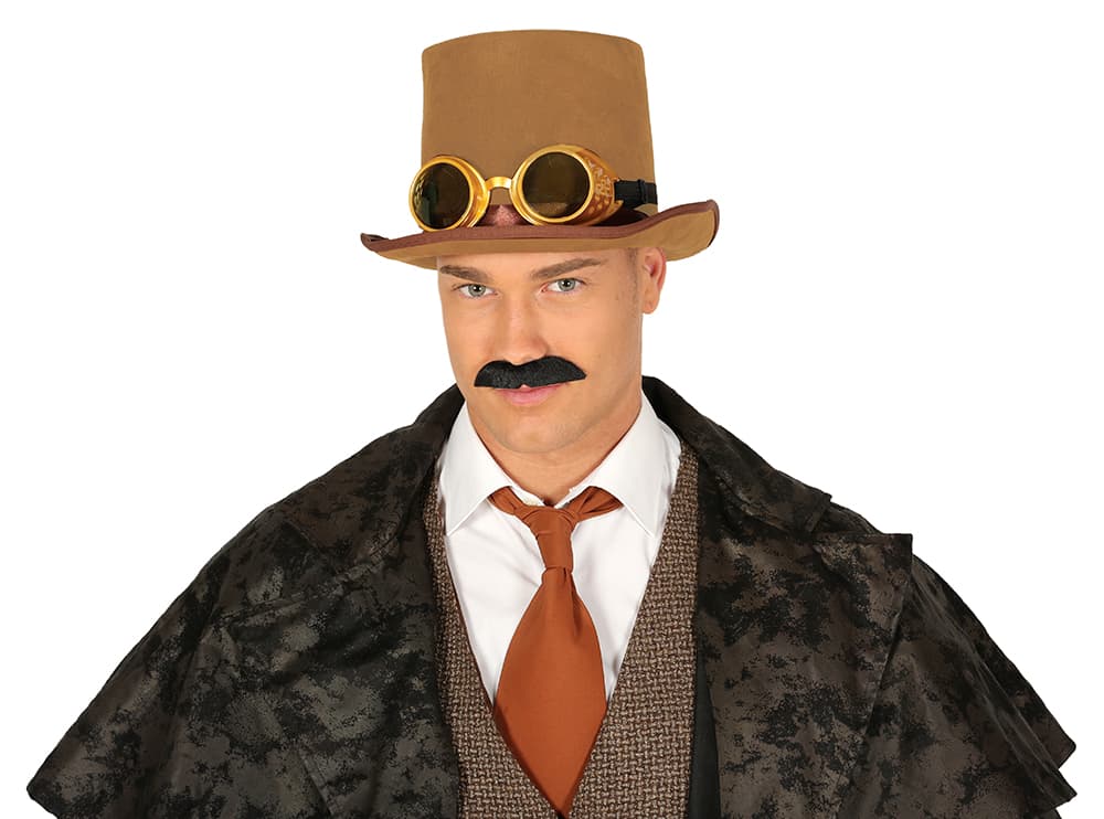 Steampunk-hat med briller, fløjl