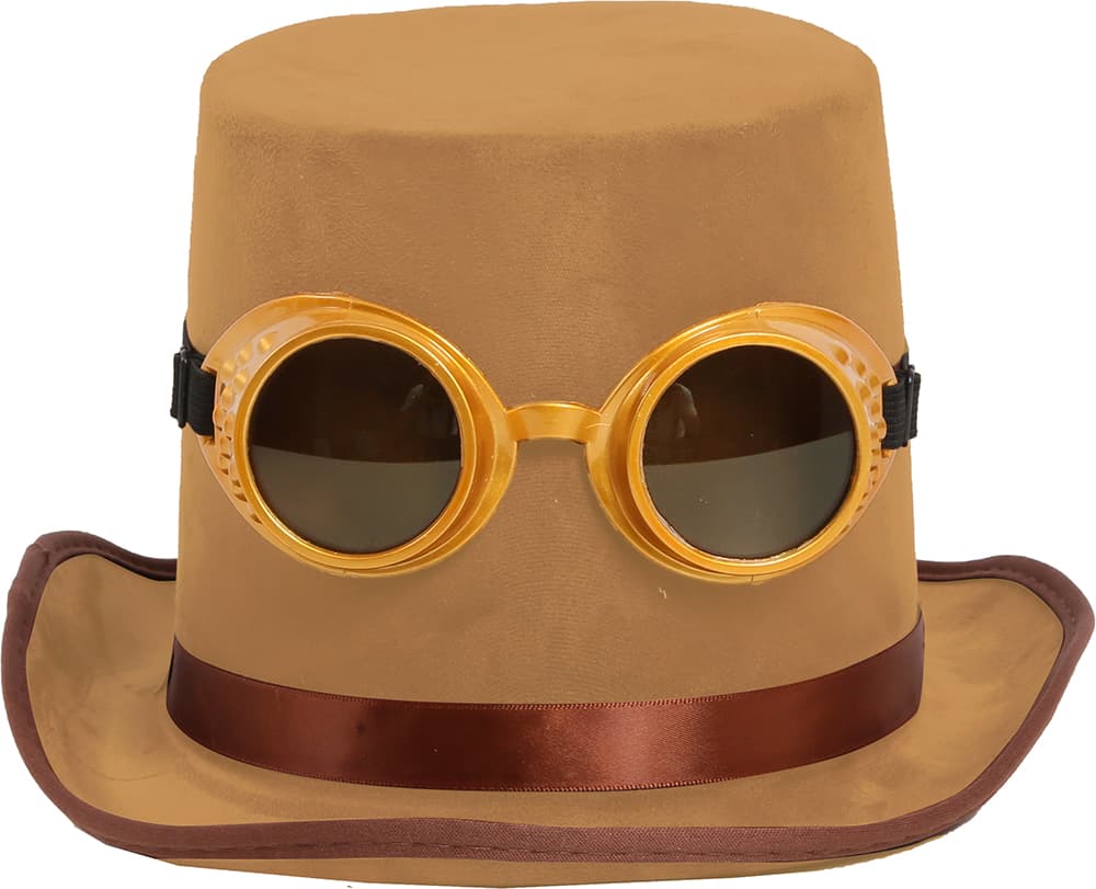 Steampunk-hat med briller, fløjl
