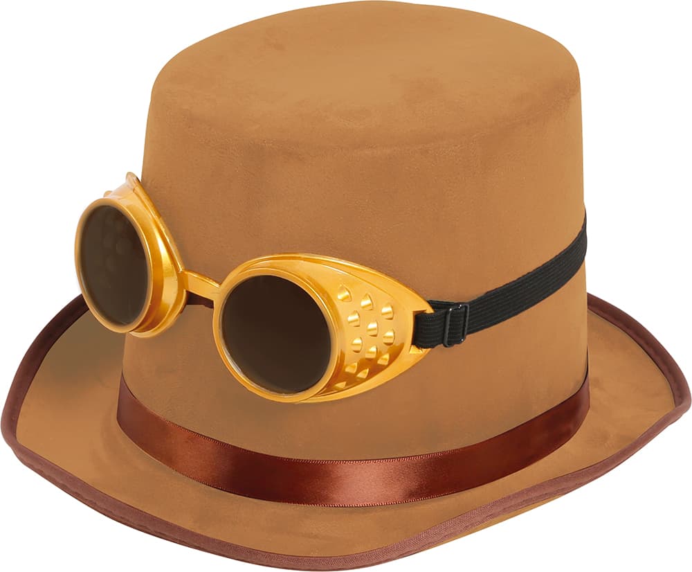 Steampunk-hat med briller, fløjl