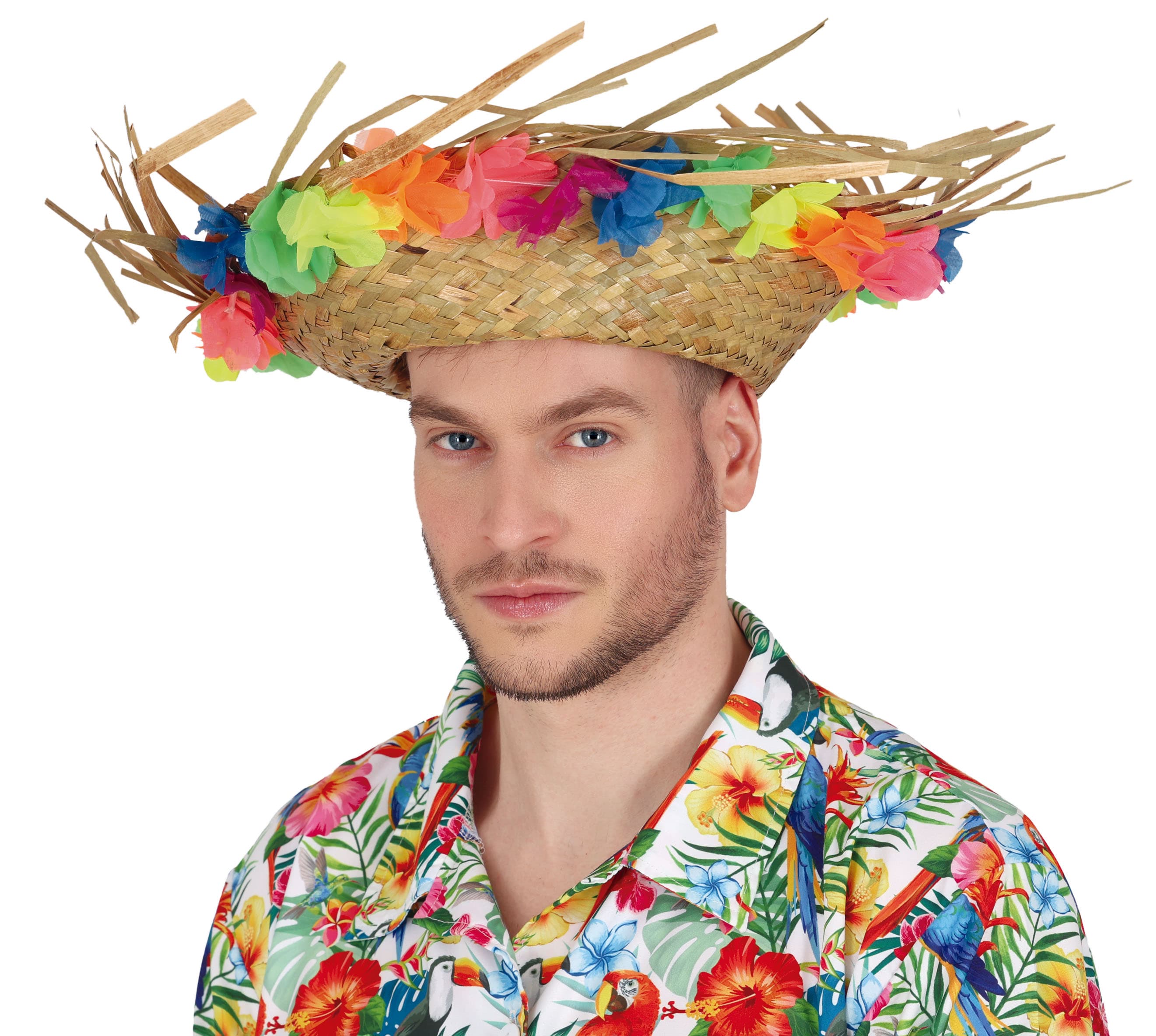 Stråhat med blomster