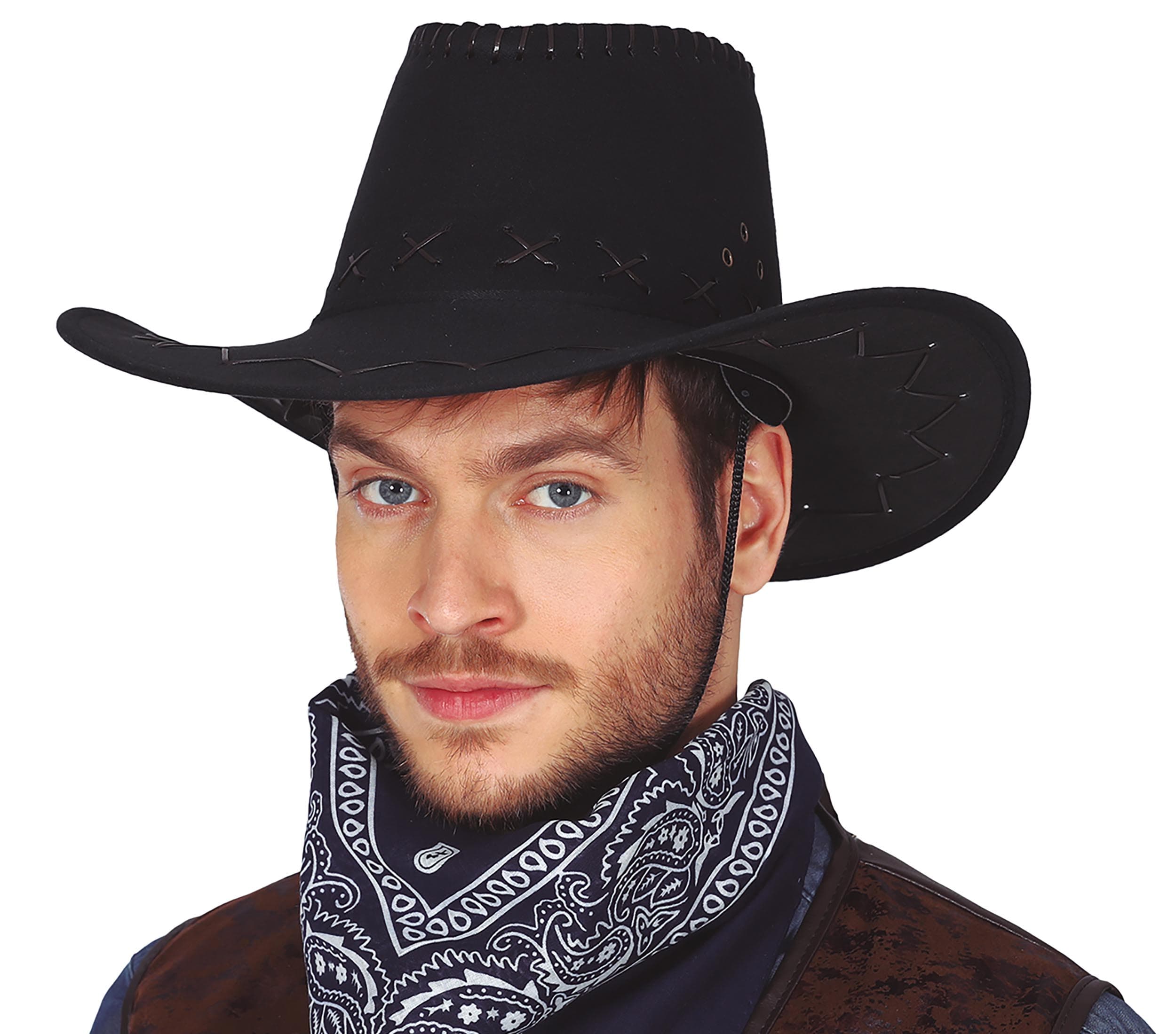 Sort cowboyhat i kunstlæder