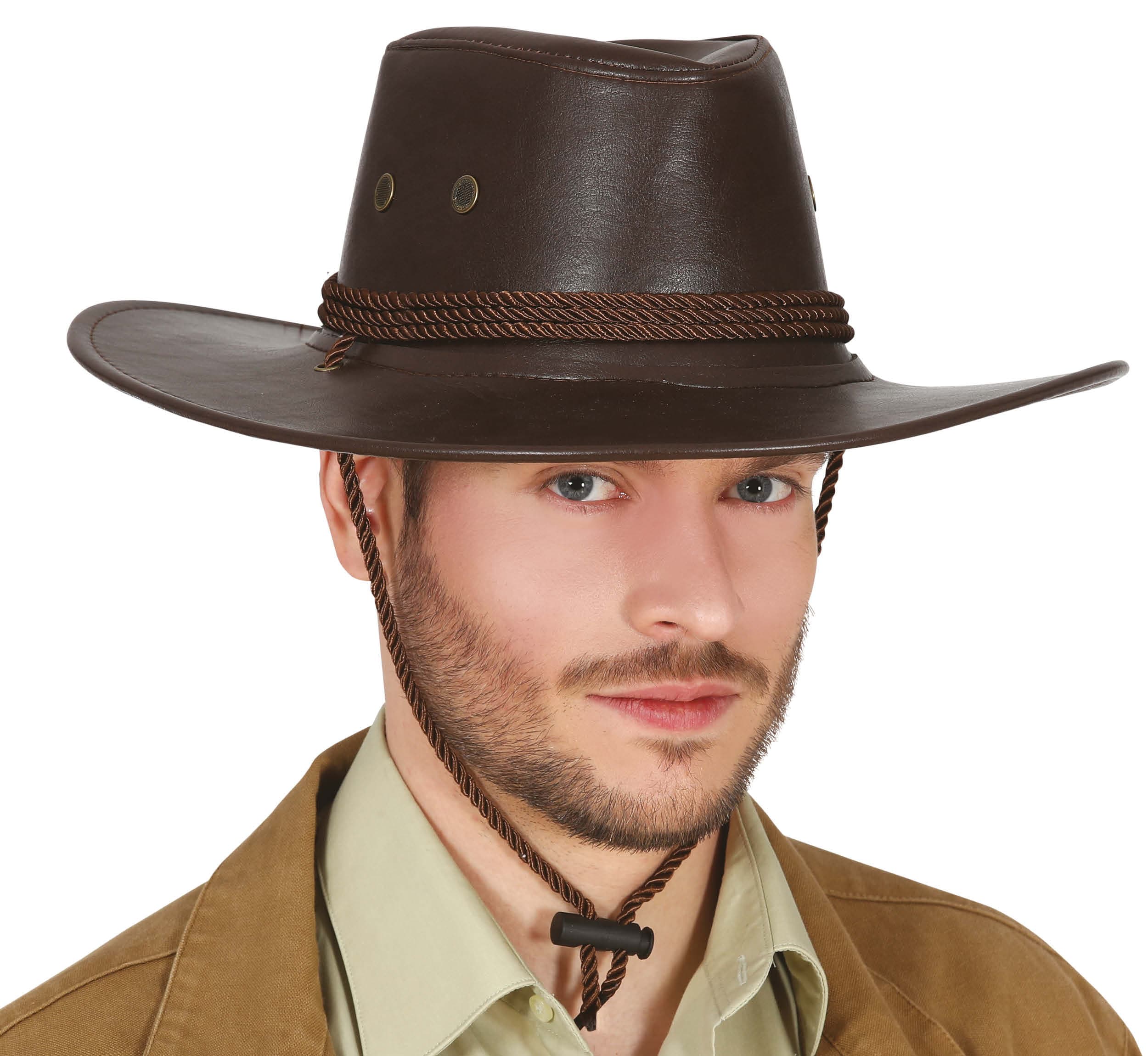 Brun cowboyhat med læderlook