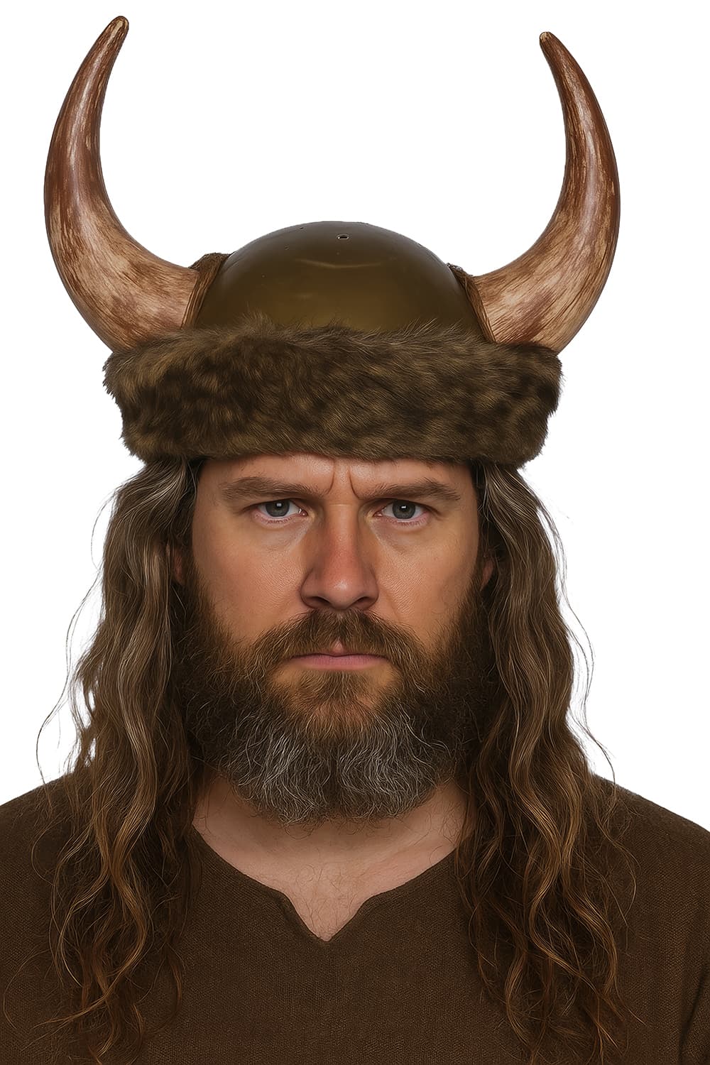 Vikingehjelm med skind