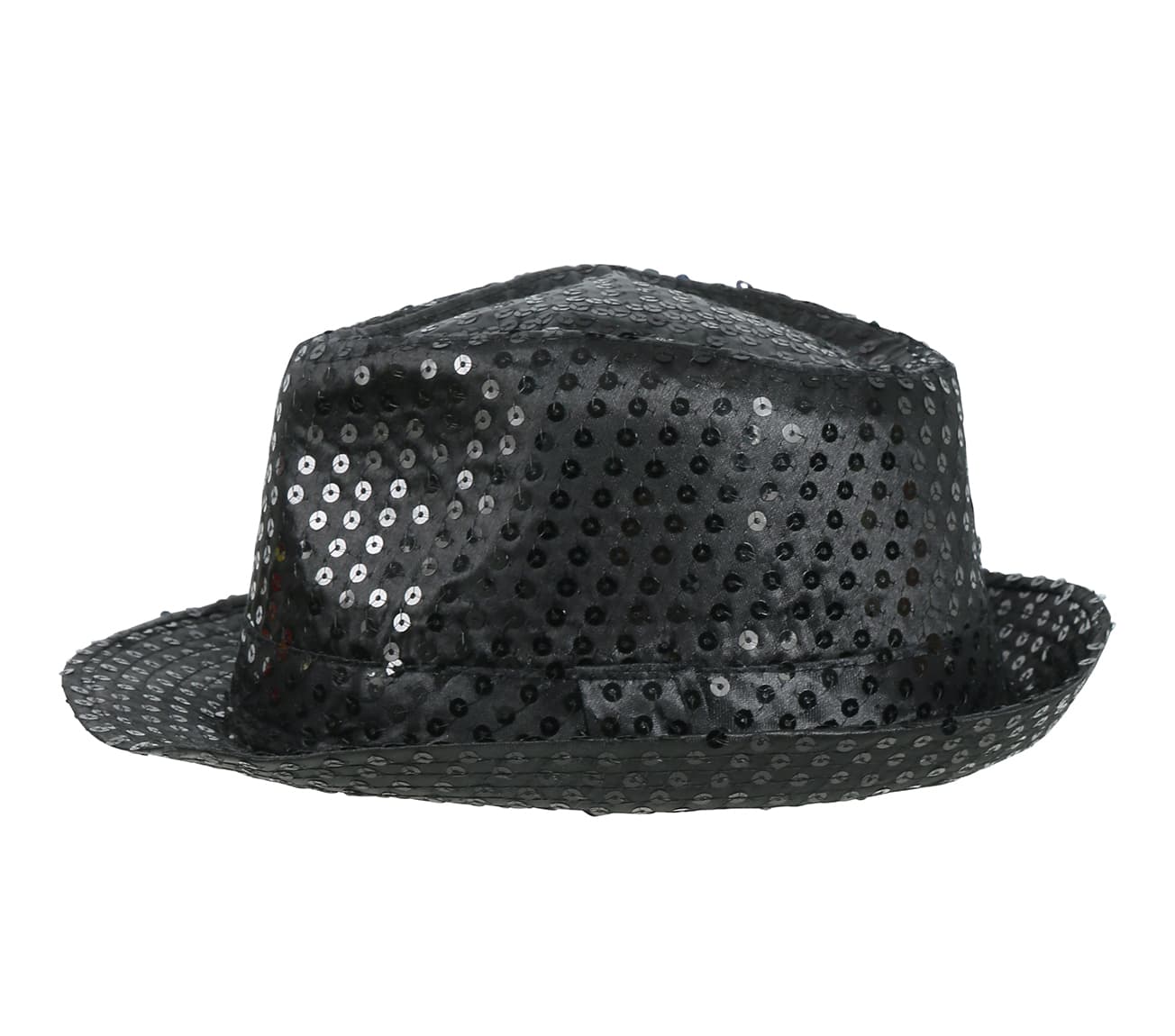 Sort gangsterhat med pailletter