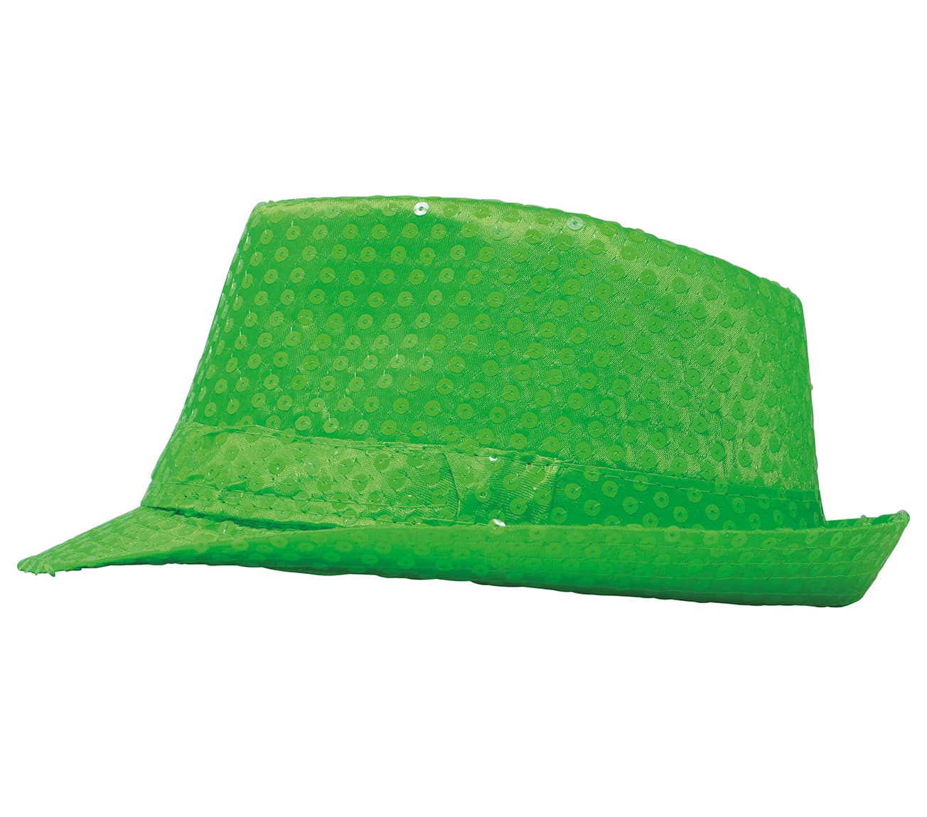 Neongrøn gangsterhat med pailletter