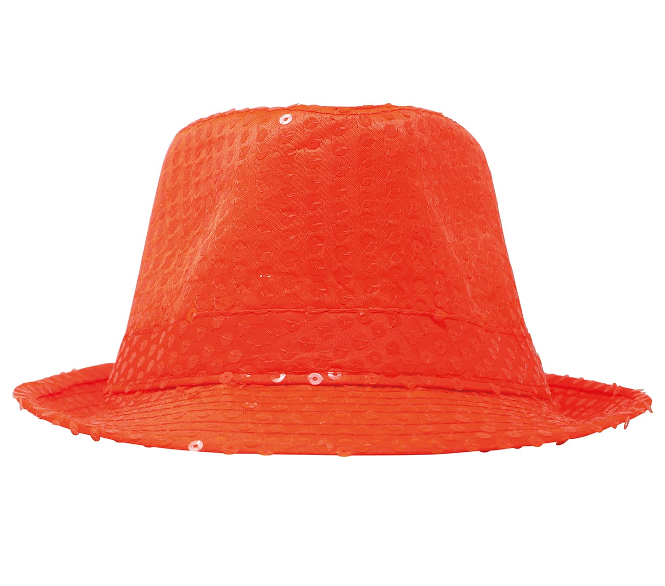 Neonorange gangsterhat med pailletter