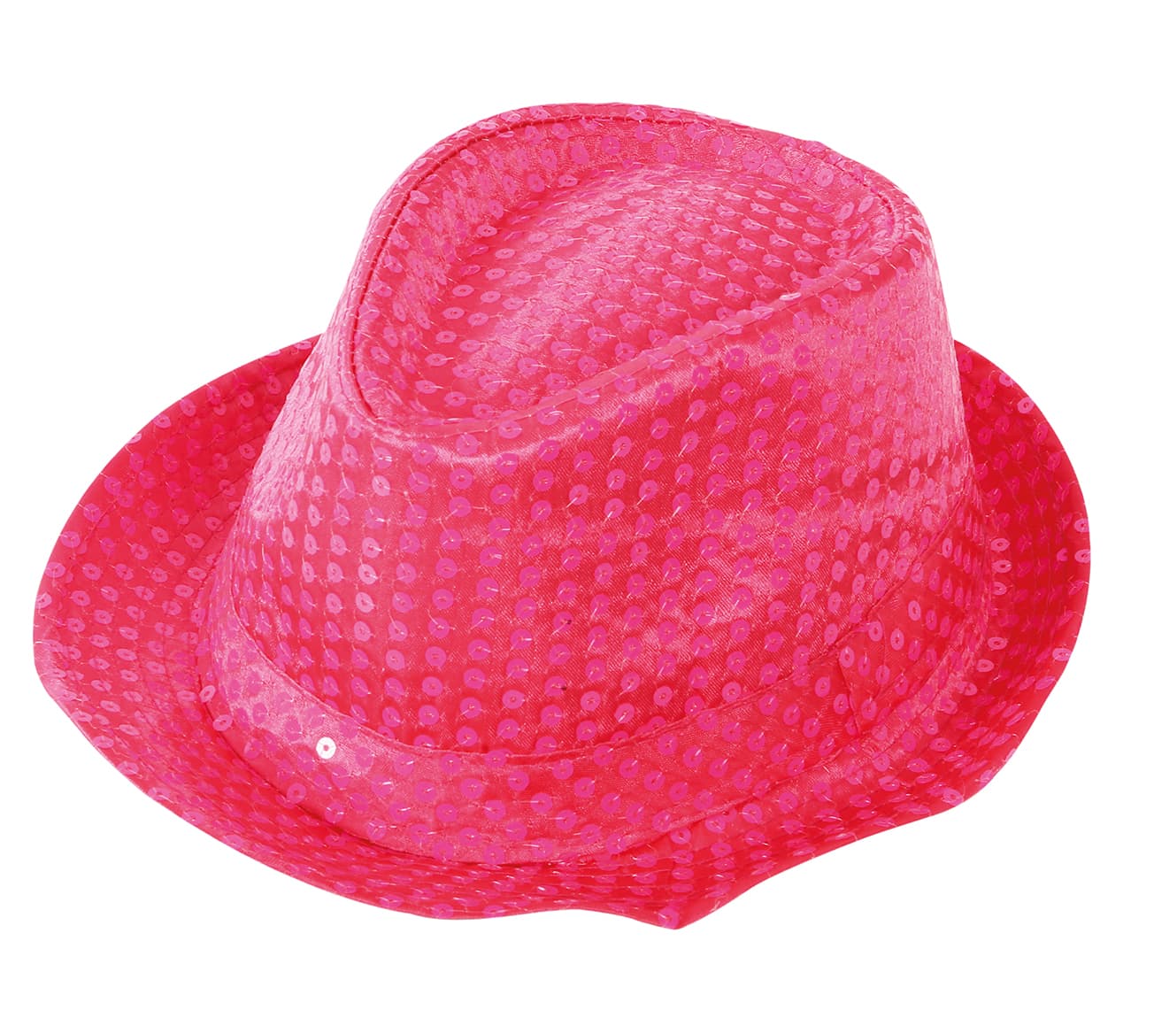 Neonpink gangsterhat med pailletter