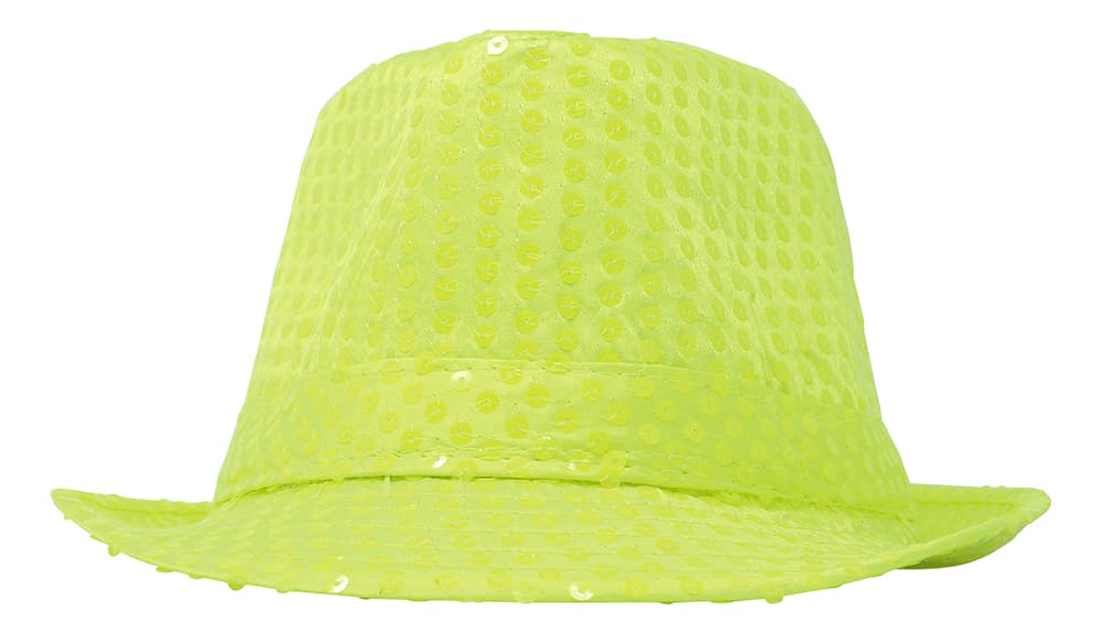 Neongul gangsterhat med pailletter