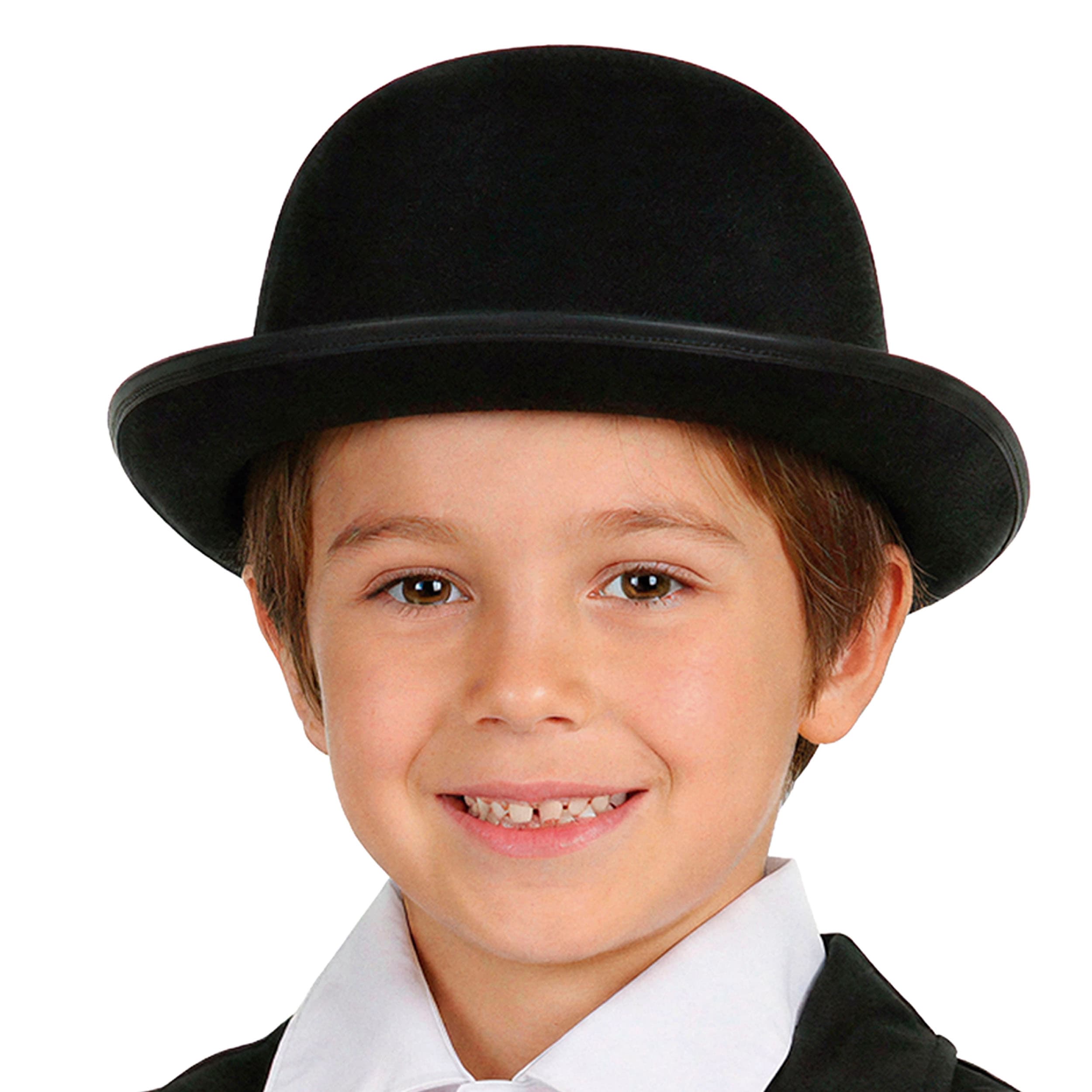 Sort bowlerhat i flock til børn