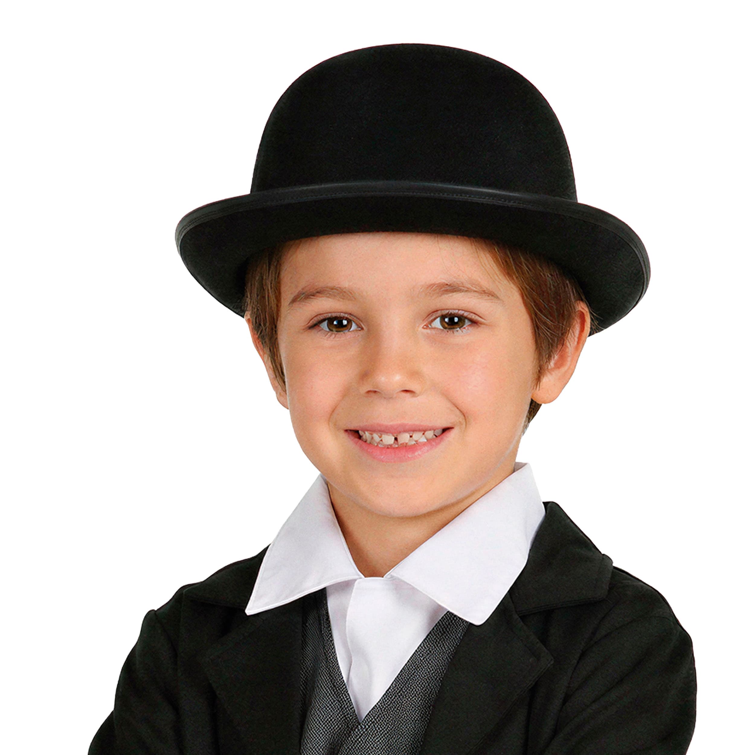 Sort bowlerhat i flock til børn