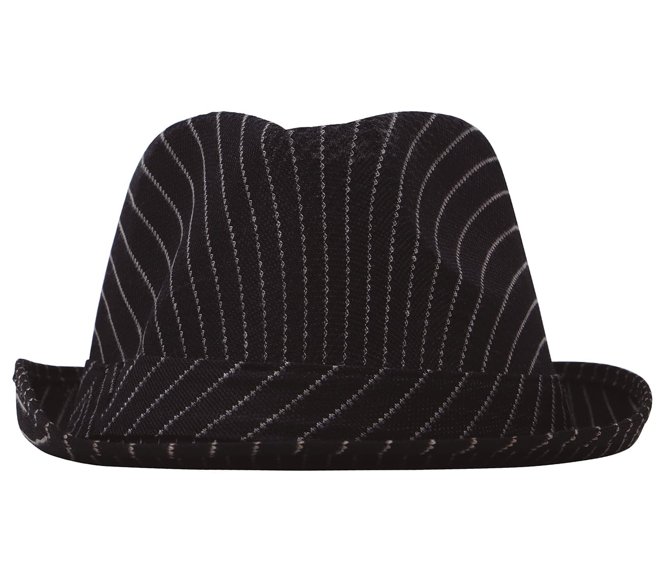 Sort stribet gangsterhat, ca. 27,8 cm