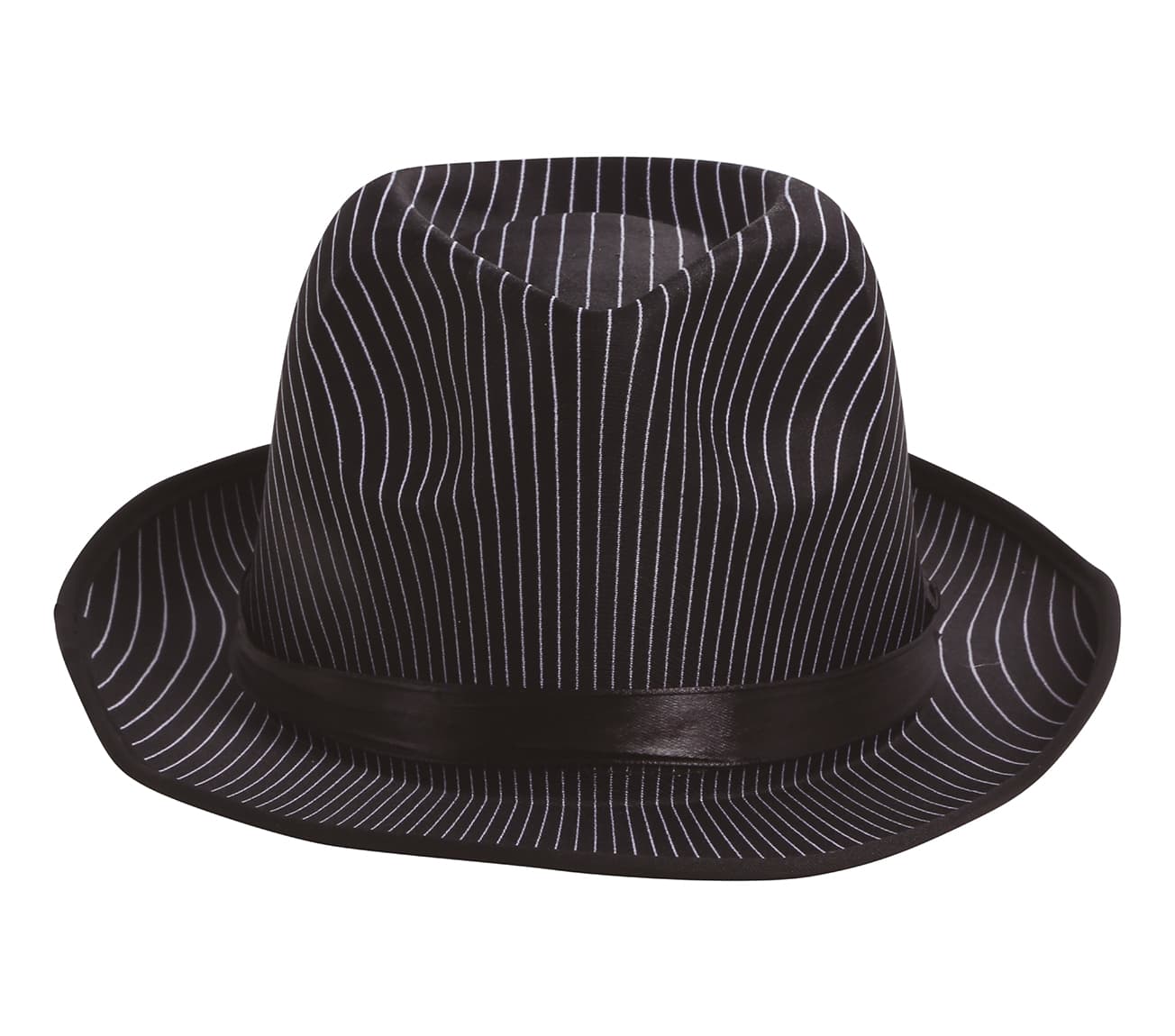 Sort stribet gangsterhat, ca. 31,3 cm