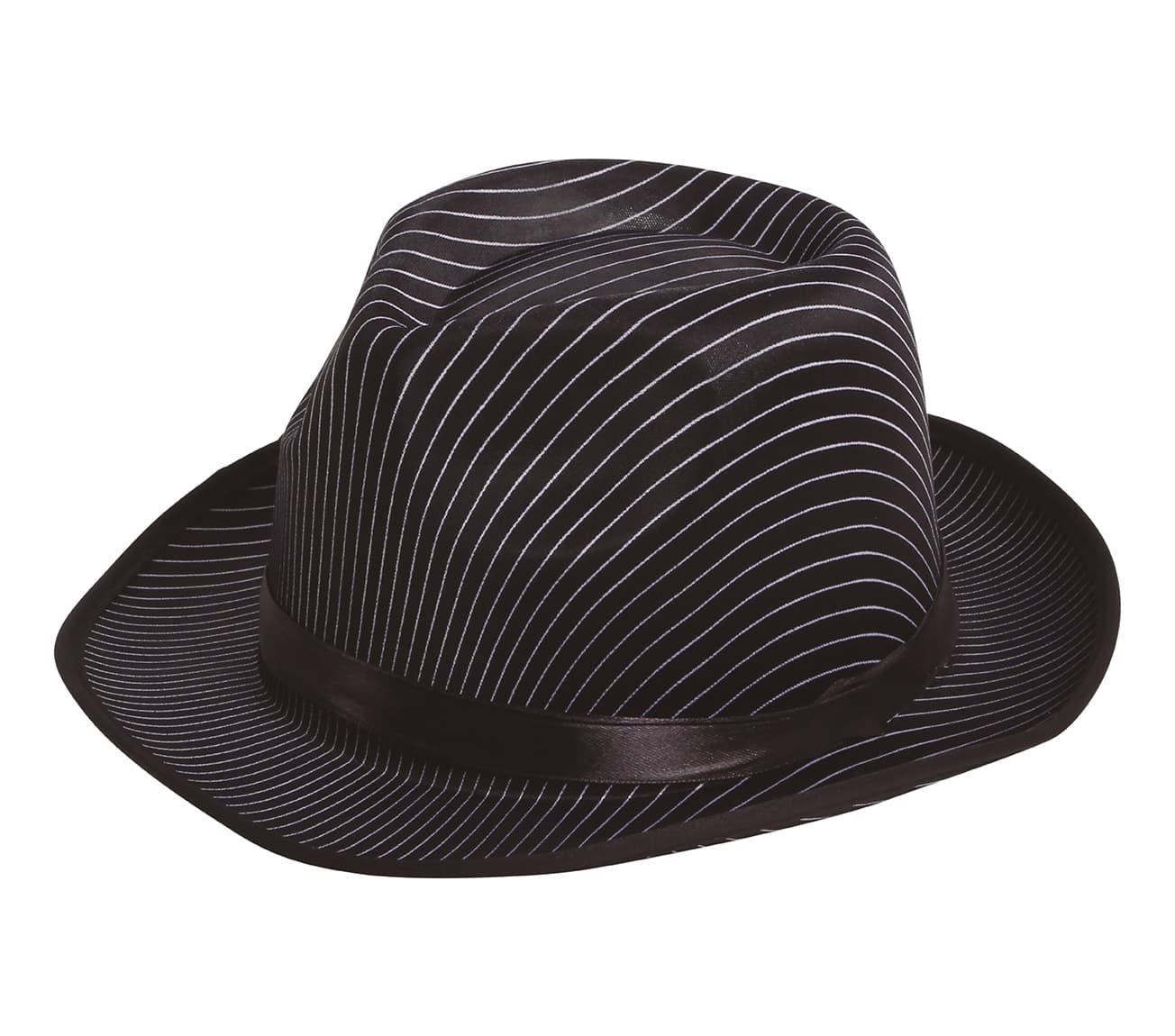 Sort stribet gangsterhat, ca. 31,3 cm