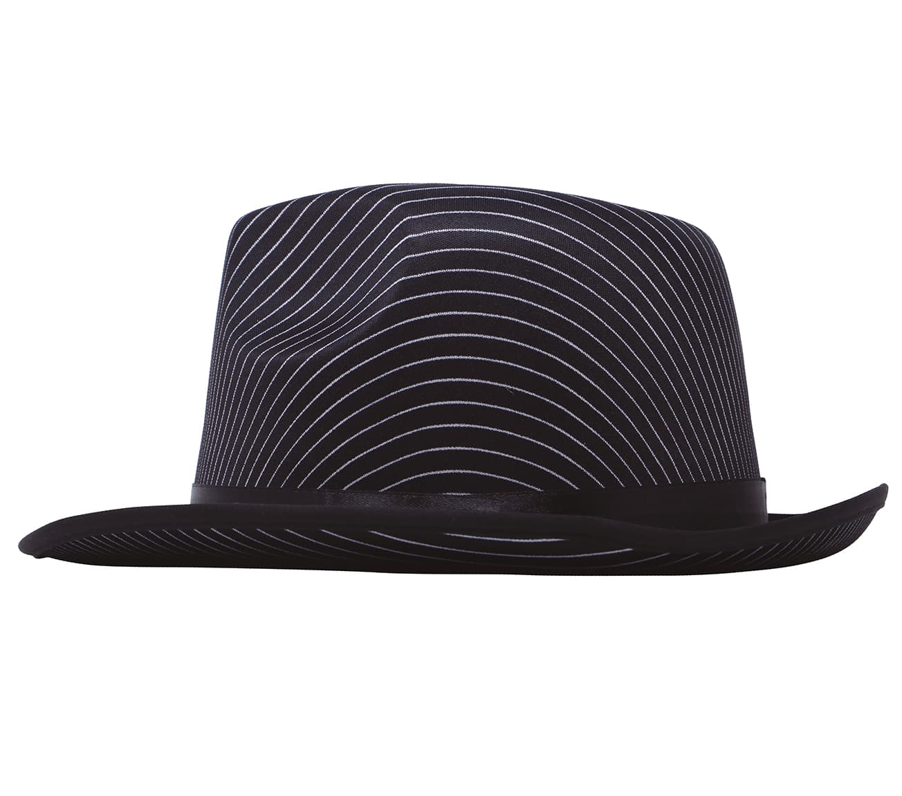 Sort stribet gangsterhat, ca. 31,3 cm