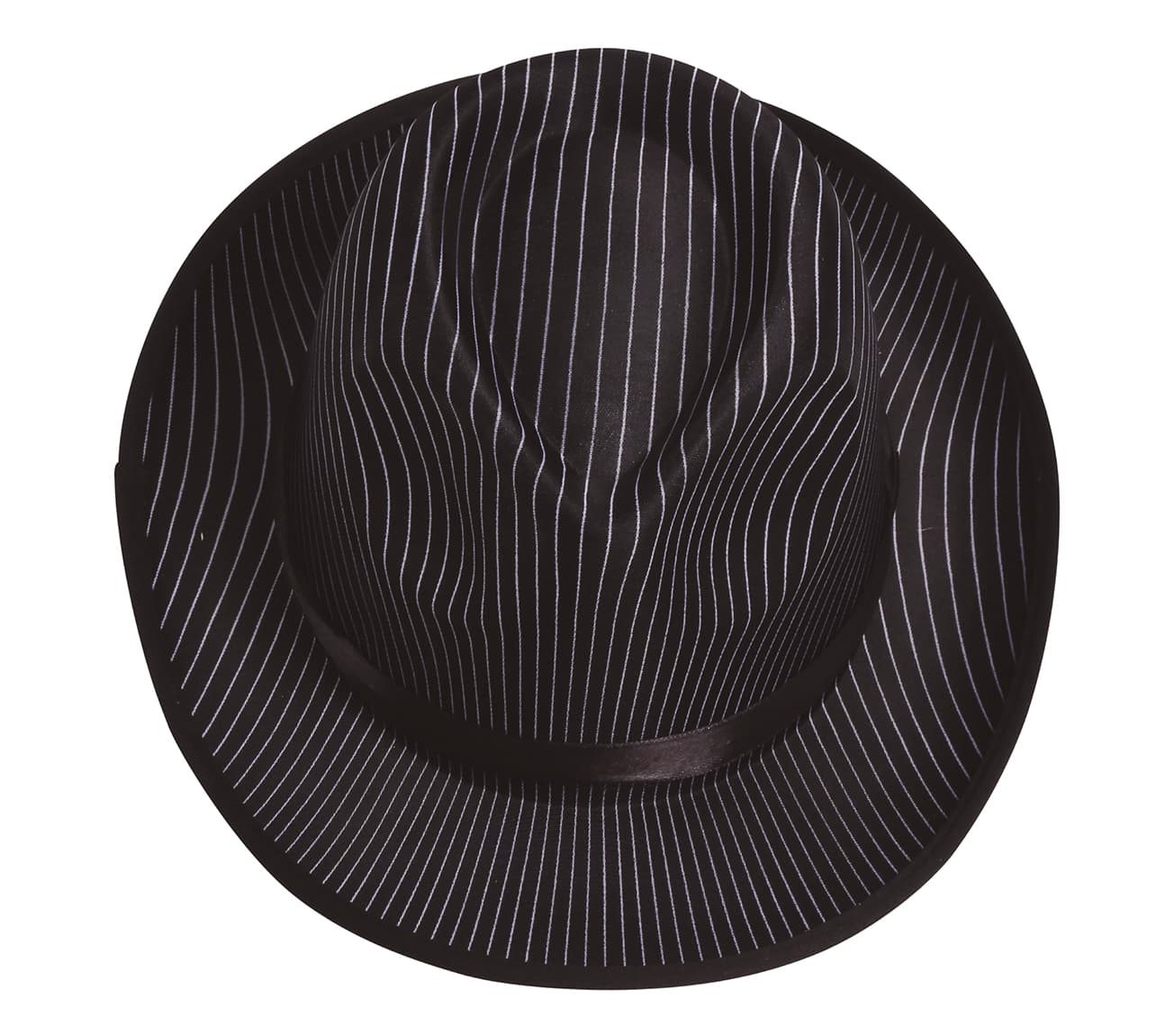 Sort stribet gangsterhat, ca. 31,3 cm