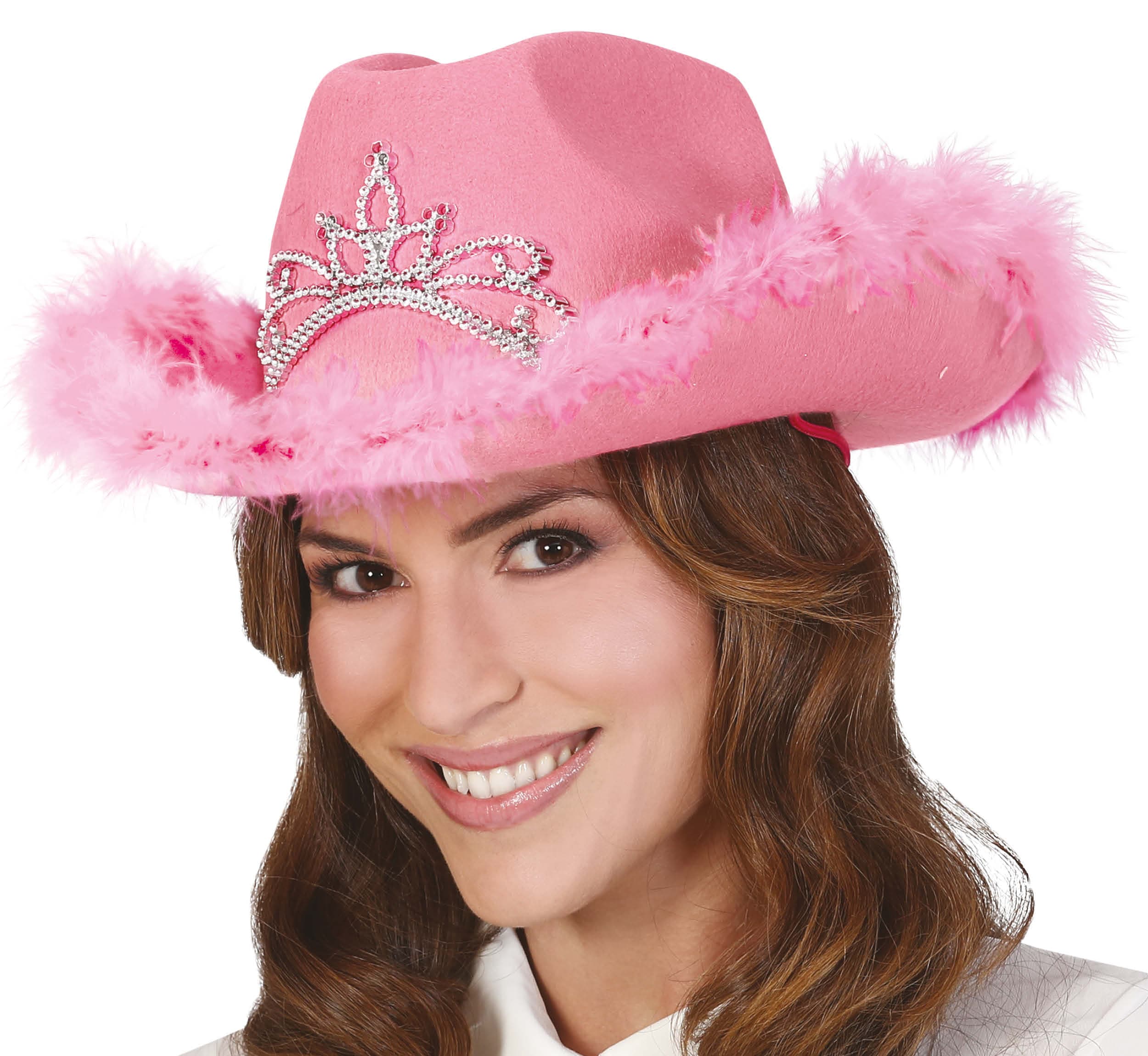 Lyserød cowboyhat med hattebånd