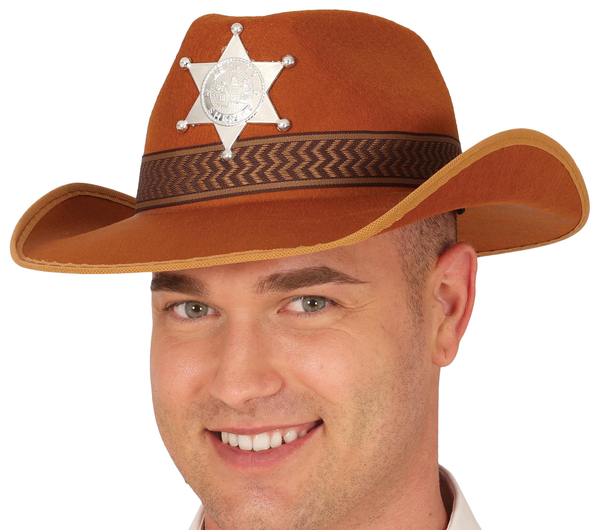 Brun sheriffhat i filt