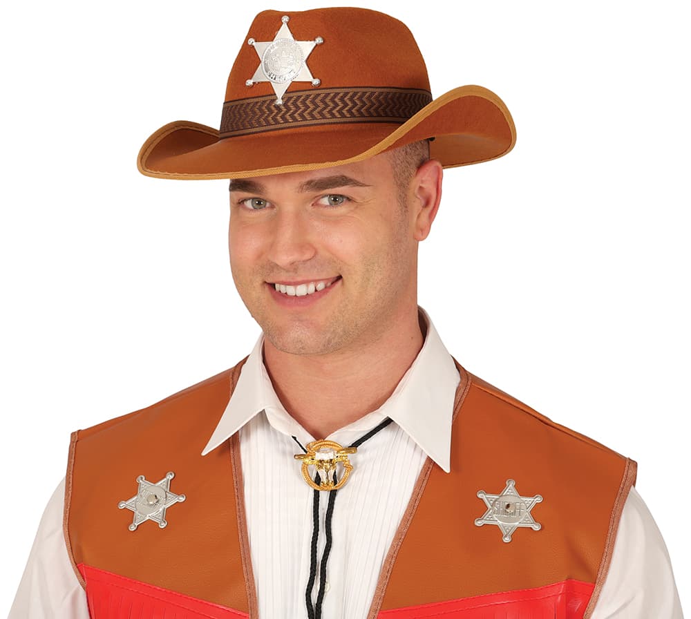 Brun sheriffhat i filt