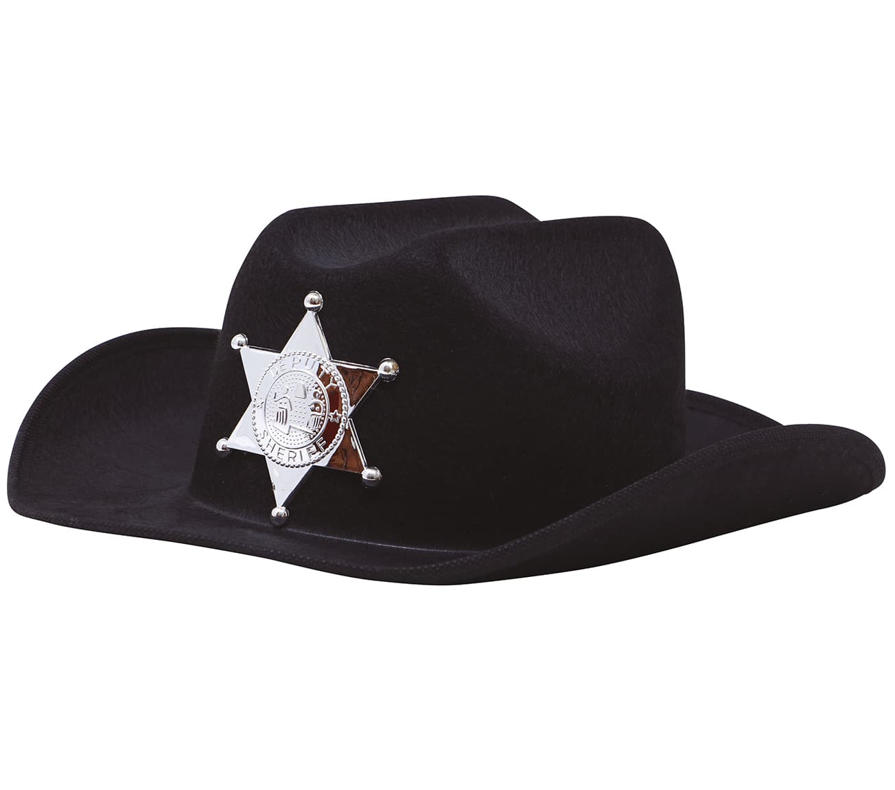Sort sheriffhat i filt til børn