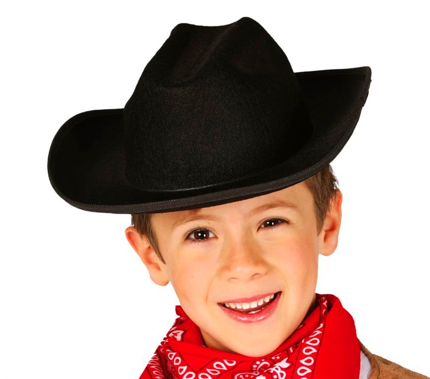 Sort cowboyhat i filt til børn