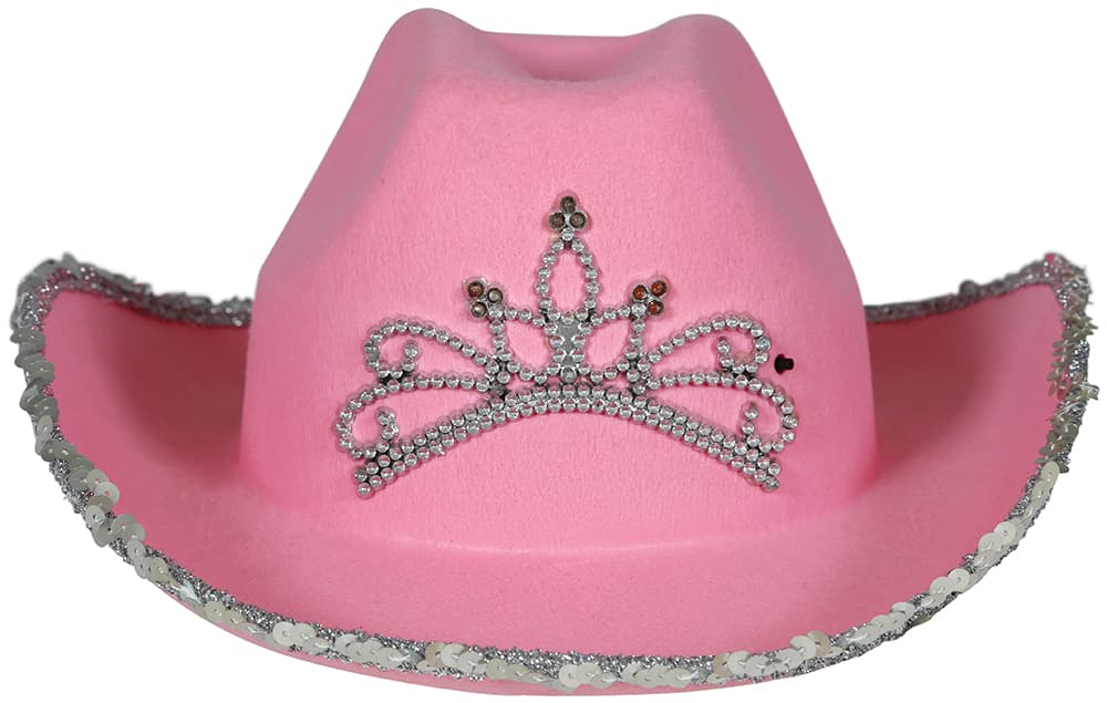 Lyserød cowboyhat i filt, til voksne