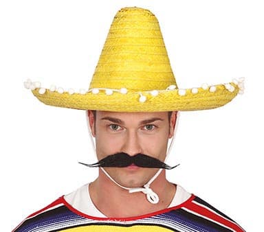Mexicansk stråhat 45 cm, gul