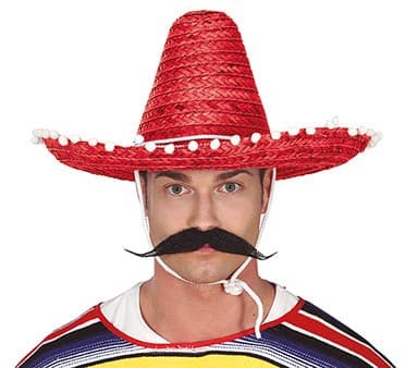 Mexicansk stråhat 45 cm, rød