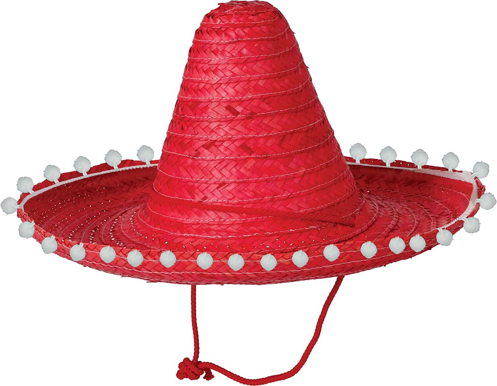 Mexicansk stråhat 45 cm, rød