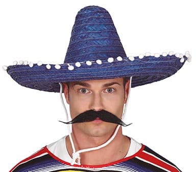 Mexicansk stråhat 50 cm, blå