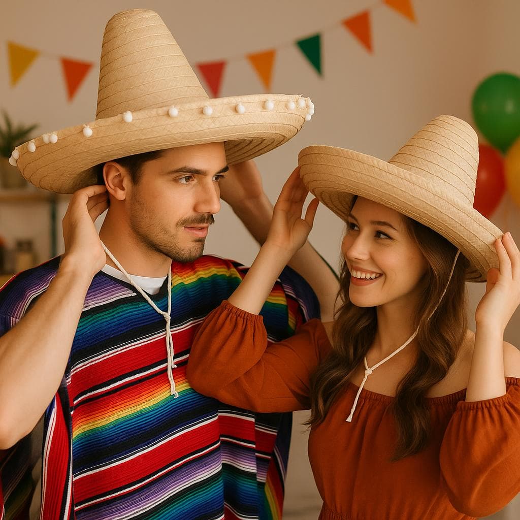 Mexicansk stråhat 60 cm, stråfarvet