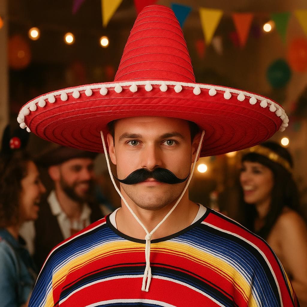 Mexicansk stråhat 60 cm, rød