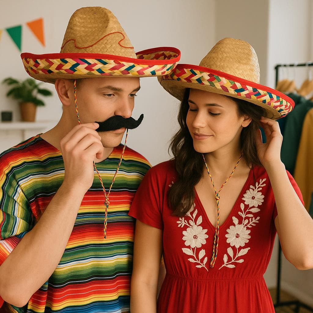 Mexicansk stråhat, 50 cm, mørk