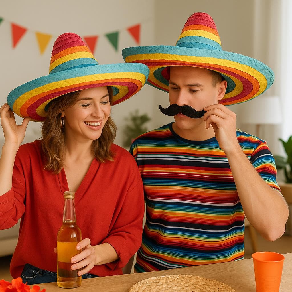 Mexicansk stråhat, 50 cm, regnbue