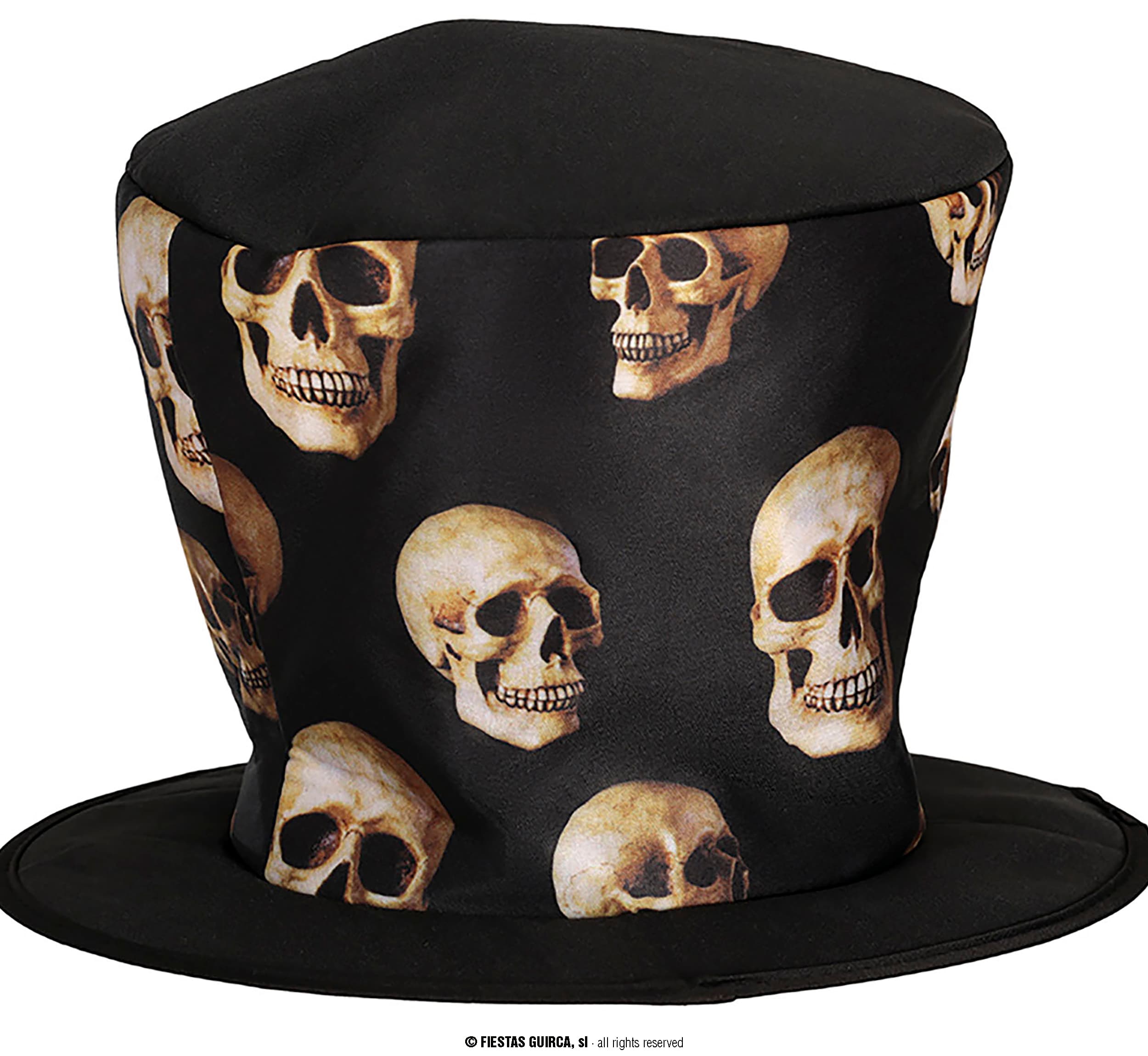 Hat med kranier, sort og beige